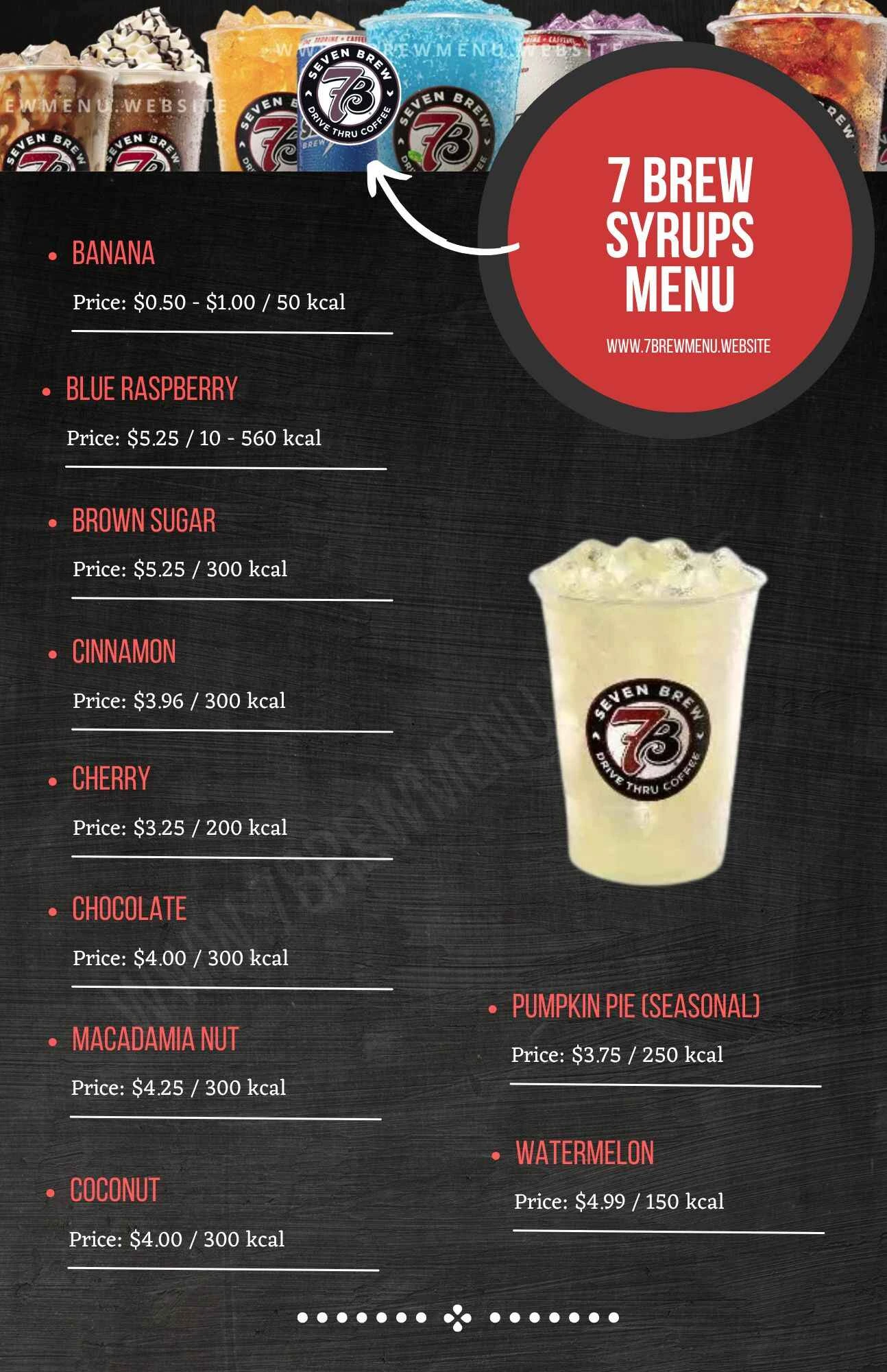 7 brew Syrups Menu Price